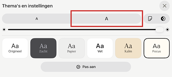 Letters vergroten van boek